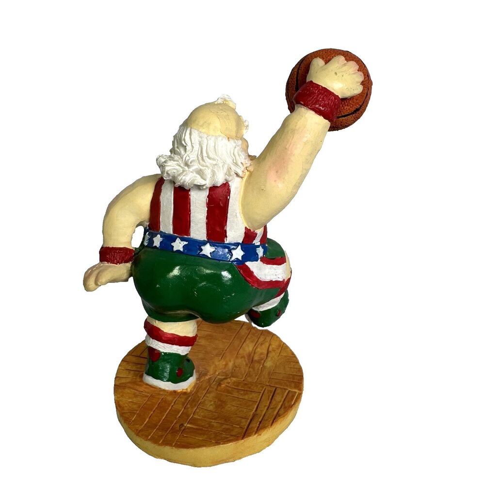 Retro 1990's Basketball Playing Santa 5" Figurine Christmas Red White & Blue - Picture 4 of 7